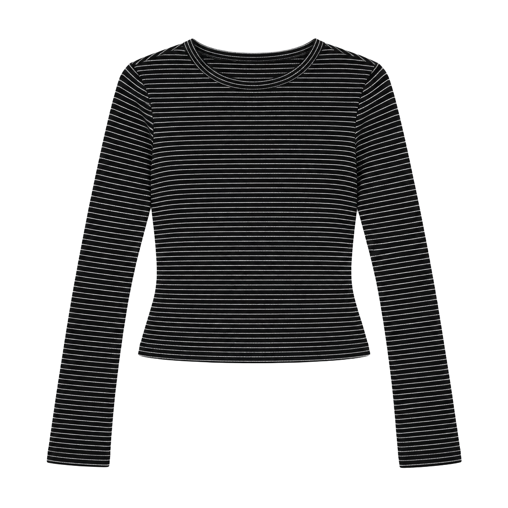 Missguided Striped Long Sleeve Top Size S Black White Ribbed Womens 1