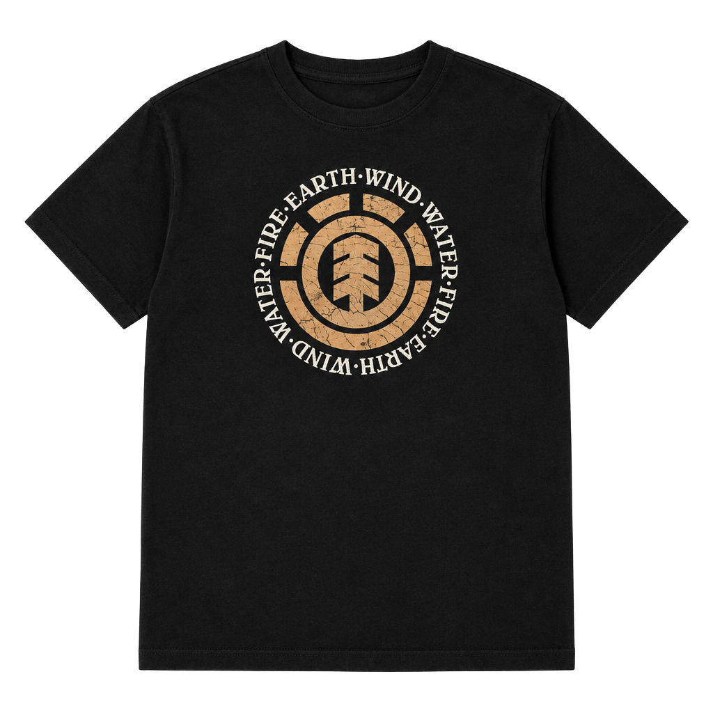 Element Earth Wind Water Fire Graphic T-Shirt Size M Black 1