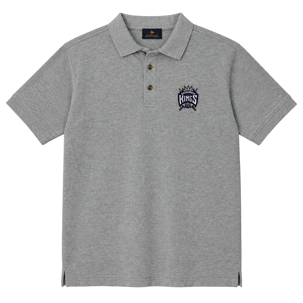 Vintage Antigua Sacramento Kings Polo Shirt Size L Gray Cotton 1