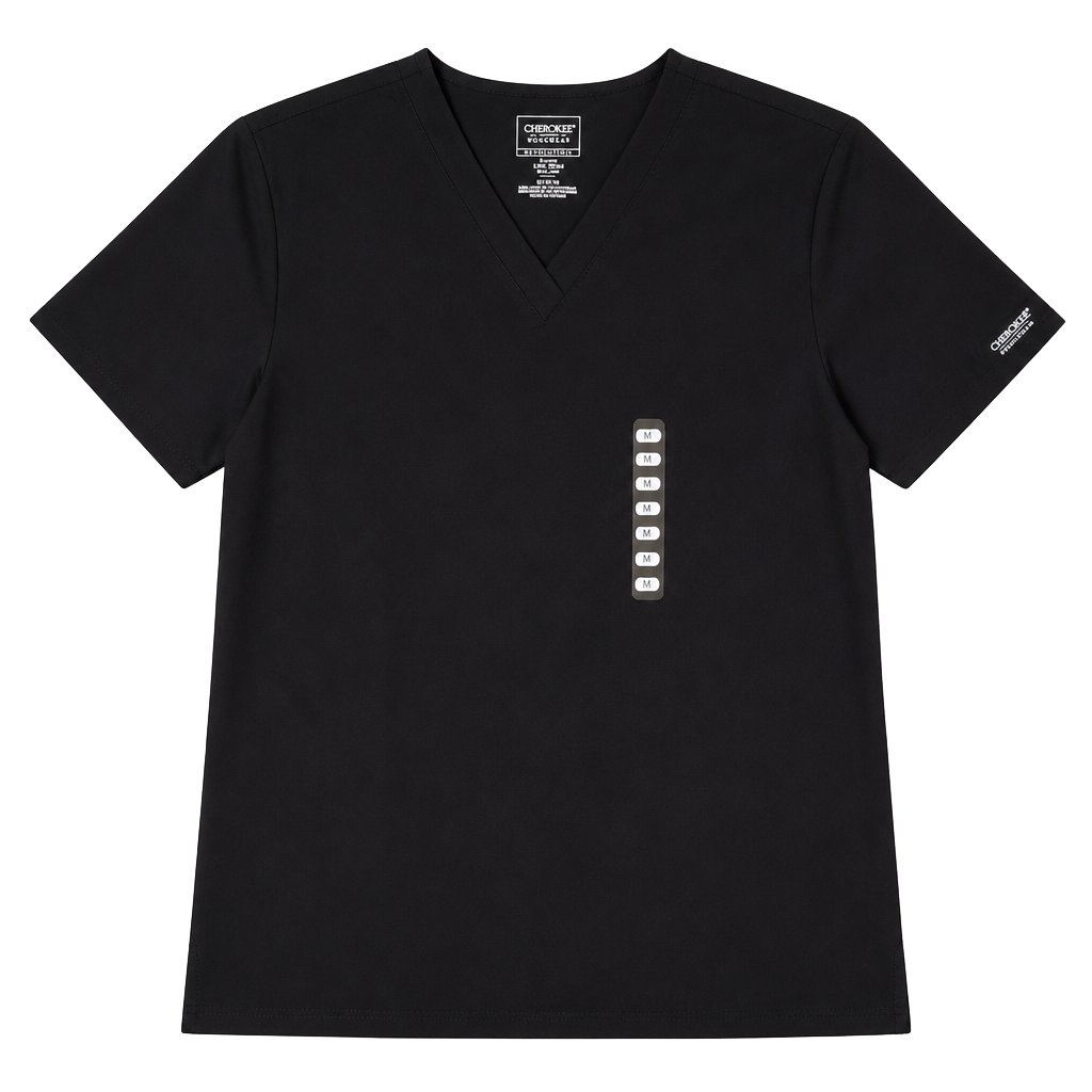 Cherokee Workwear Professionals V-Neck Solid Scrub Top Black Medium 1