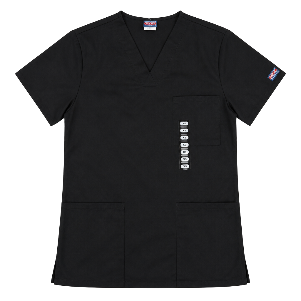 Cherokee Workwear Originals Unisex V-Neck Scrub Top Black XS Model 4876 1