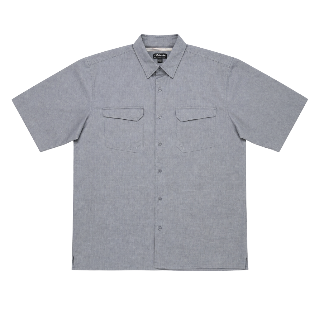 Bimini Bay Outfitters Men's XL Short Sleeve Fishing Shirt Gray Plaid 1