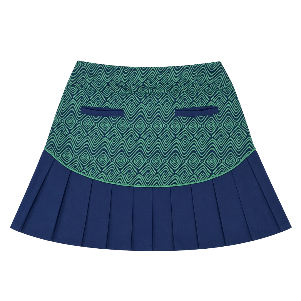Birdies and Bows Women's Blue and Green Pleated Golf/Tennis Skort Sz MED. 1