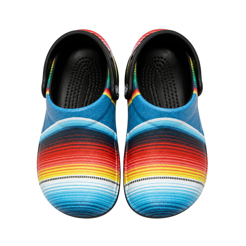 Crocs Bistro Graphic Slip Resistant Work Clog Multi-Stripe Blanket Pattern. MENS-4. WOMEN’S -6 1