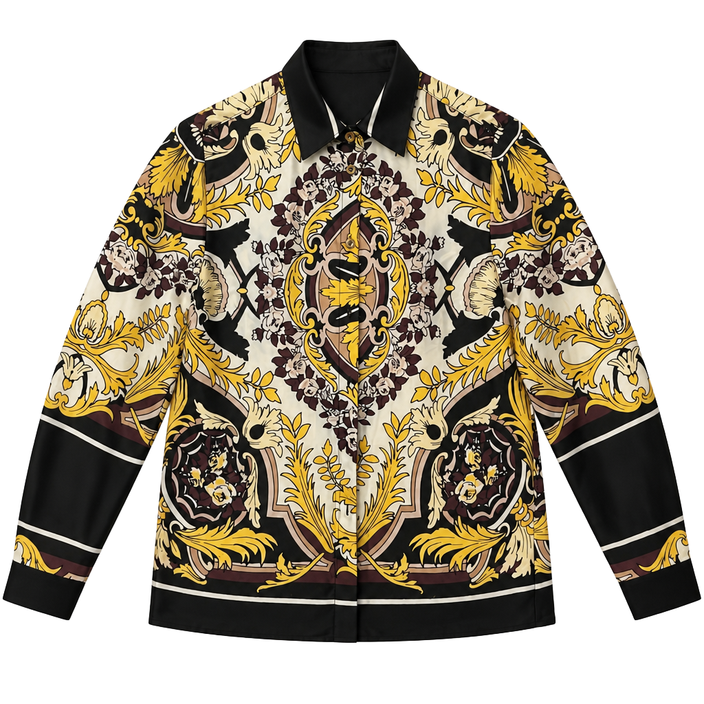 Boston Proper Baroque Scarf Print Button Up Blouse 1