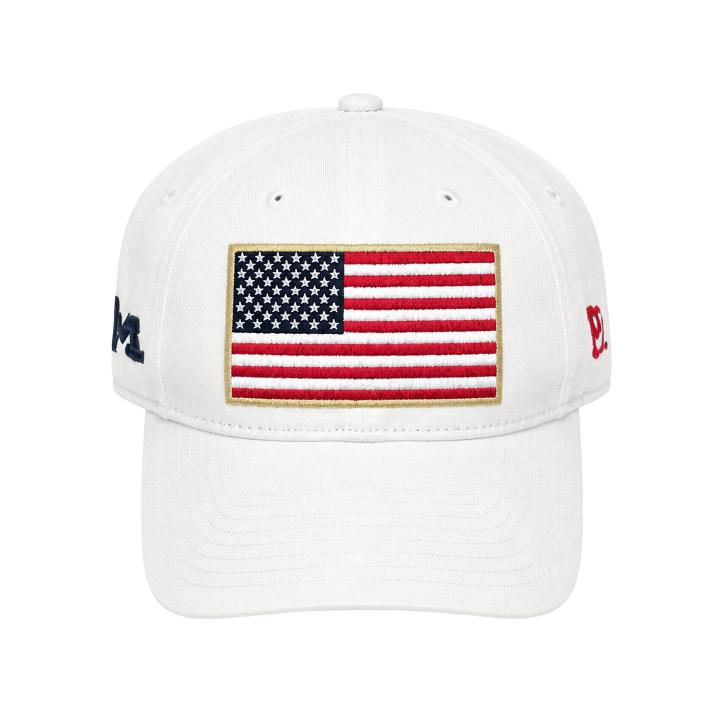 MICHIGAN WOLVERINES WHITE FLAG ADJUSTABLE CAP HAT 1