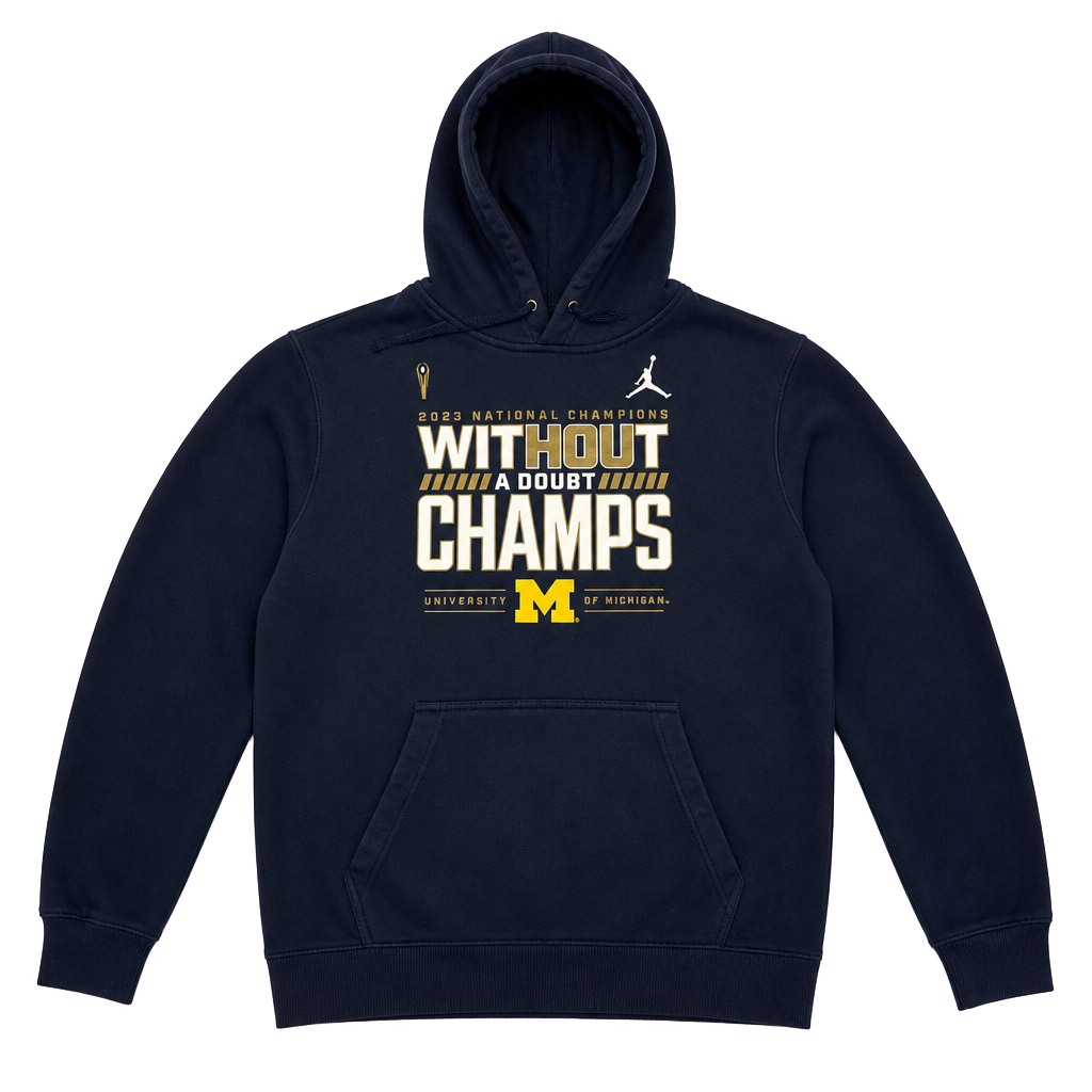 Nike Jordan Michigan Wolverines 2023 National Champions Navy Hoodie Men's Size Large 1