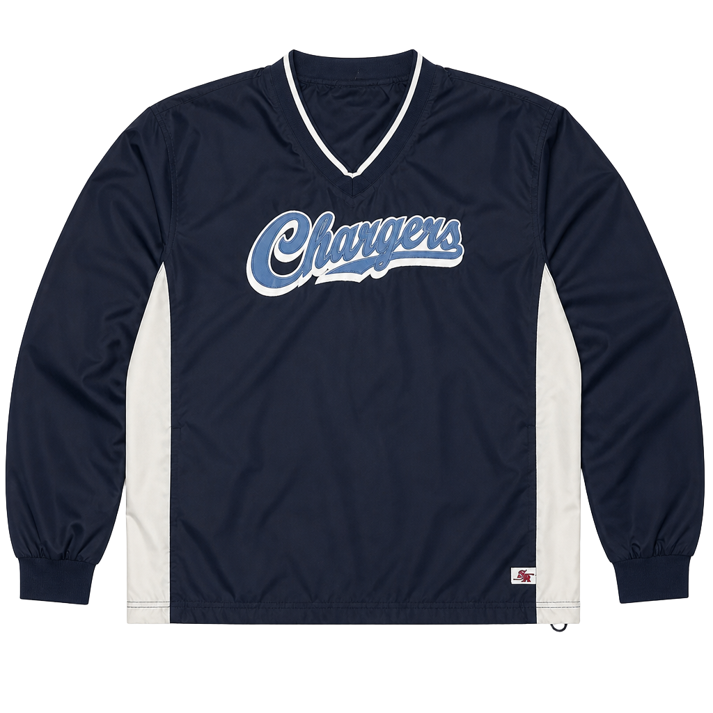 Vintage Sportco Authentic San Diego Chargers V-Neck Windbreaker Pullover Jacket Navy Blue Men's XL 1