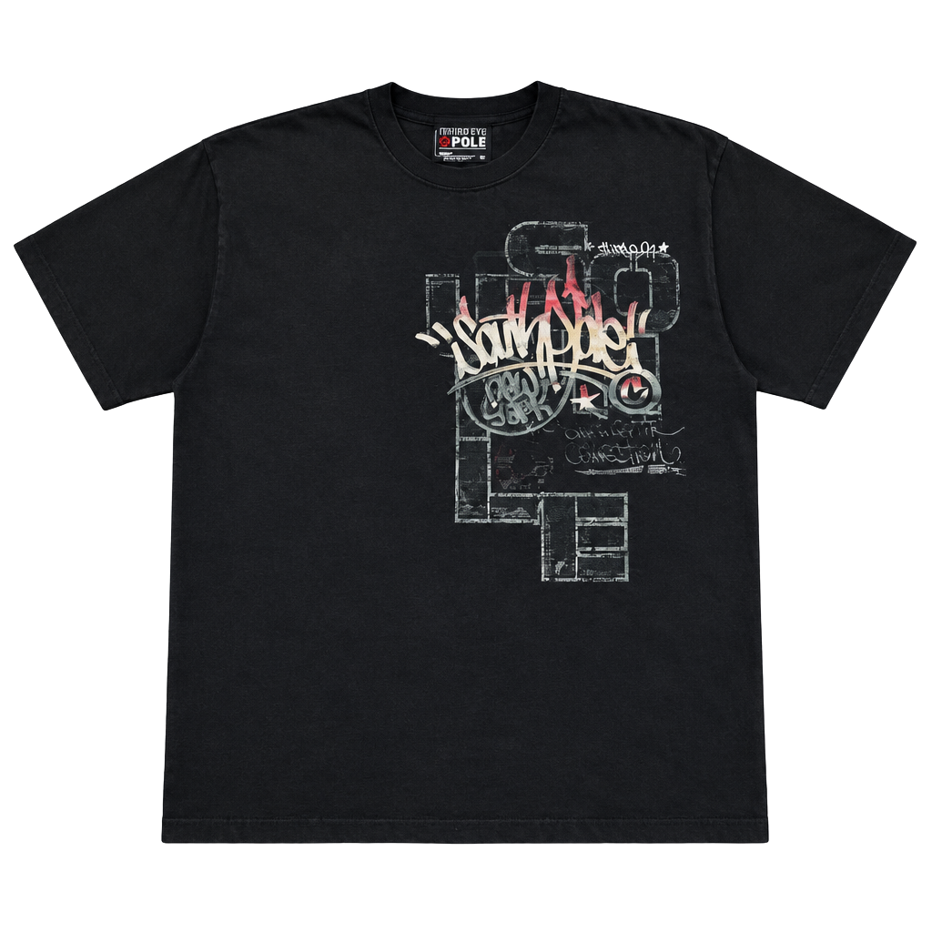 Southpole Graphic T-Shirt Size L Black Y2K Graffiti 1