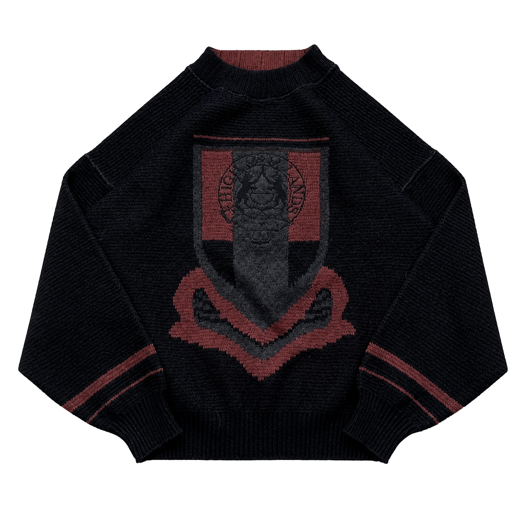 Vintage Porto Cruz Highlands Crest Knit Sweater Black Red Size TG/XL 1