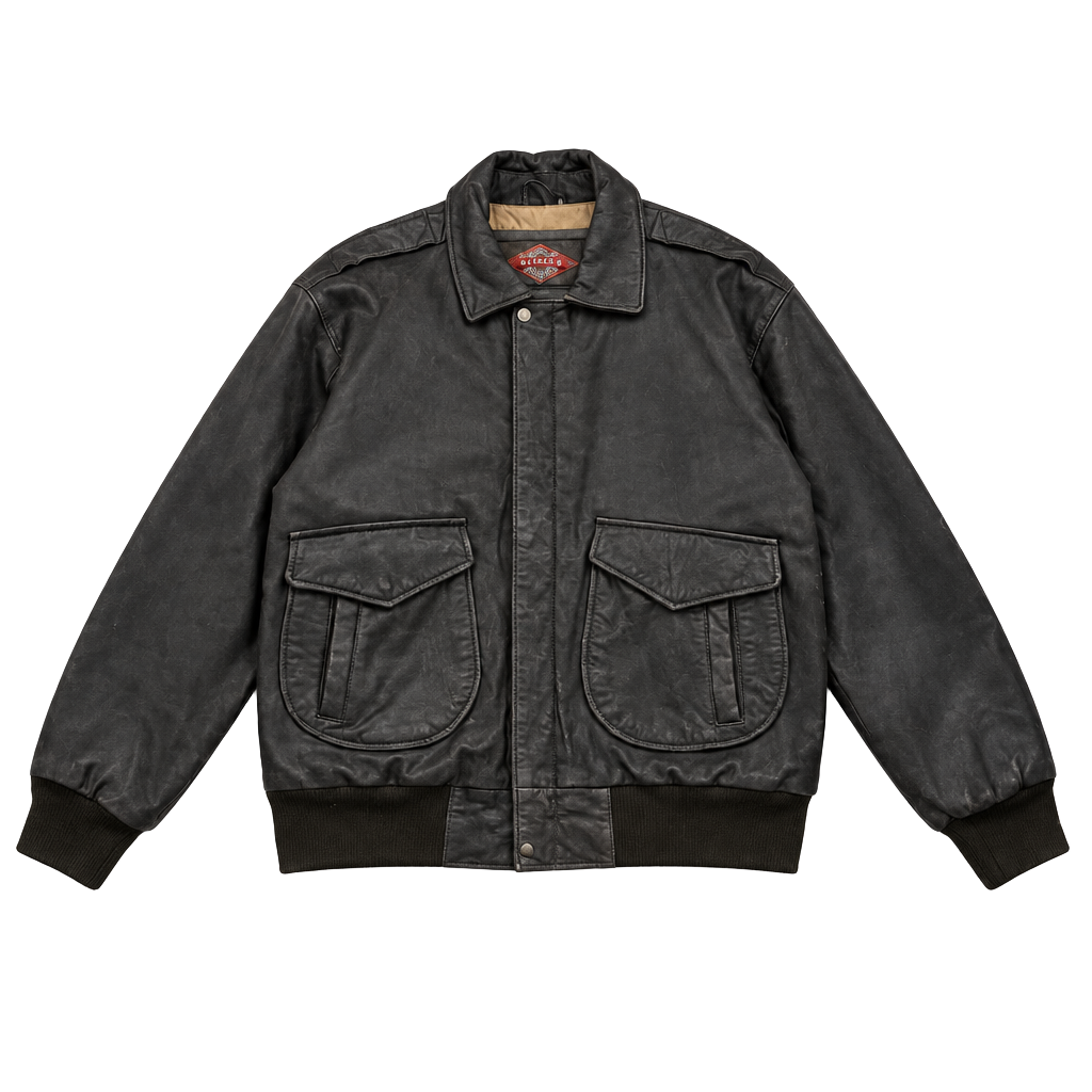 Vintage Classics Leather Bomber Jacket Size L Brown 1
