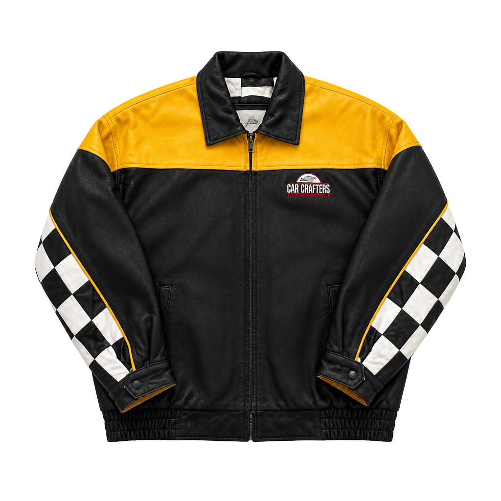 Burk's Bay Car Crafters Collision Repair Vintage Leather Racing Jacket XL 1