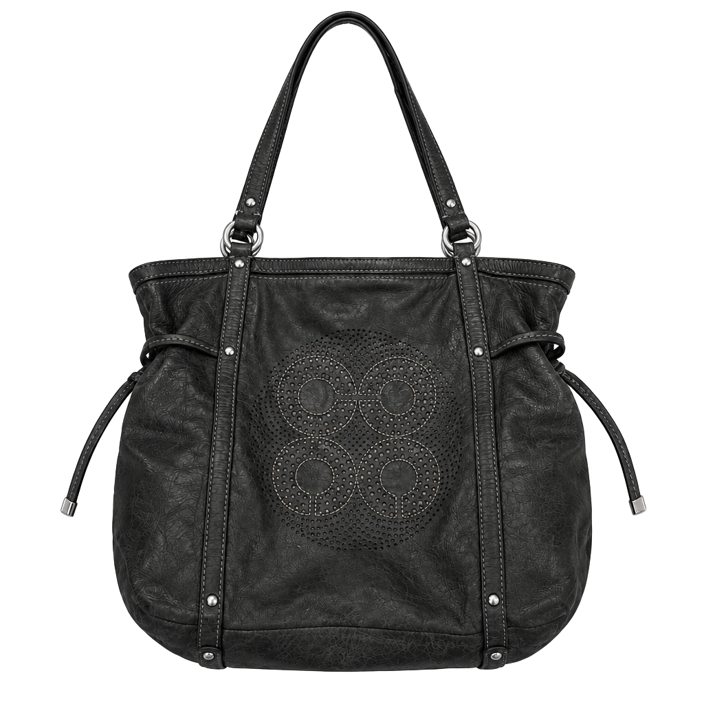 Coach Audrey Black Soft Leather Dotted Tote Bag 1