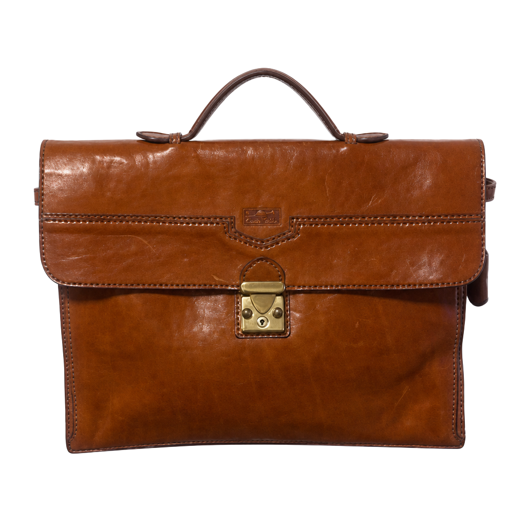 Conte Max Vintage Italian Leather Briefcase Satchel Bag 1