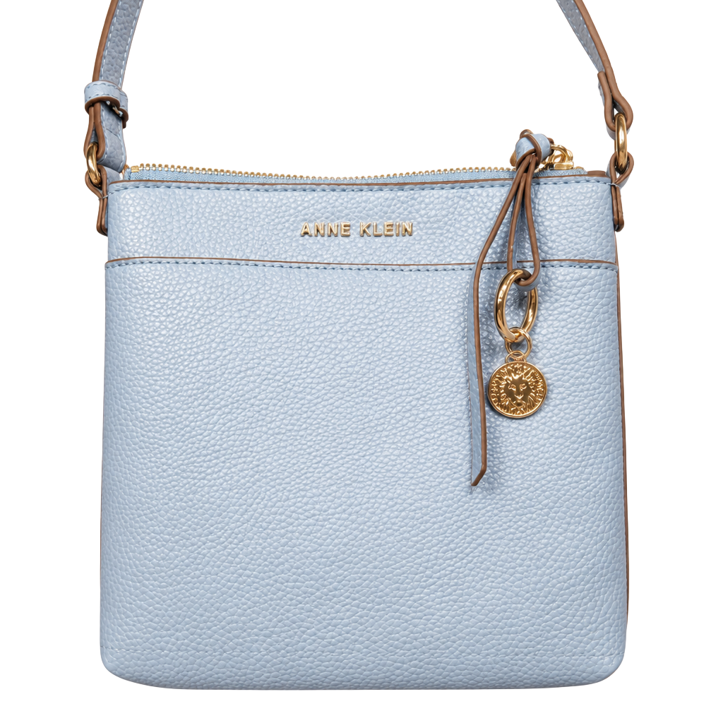 Anne Klein Light Blue Faux Leather Crossbody Shoulder Bag Purse 1