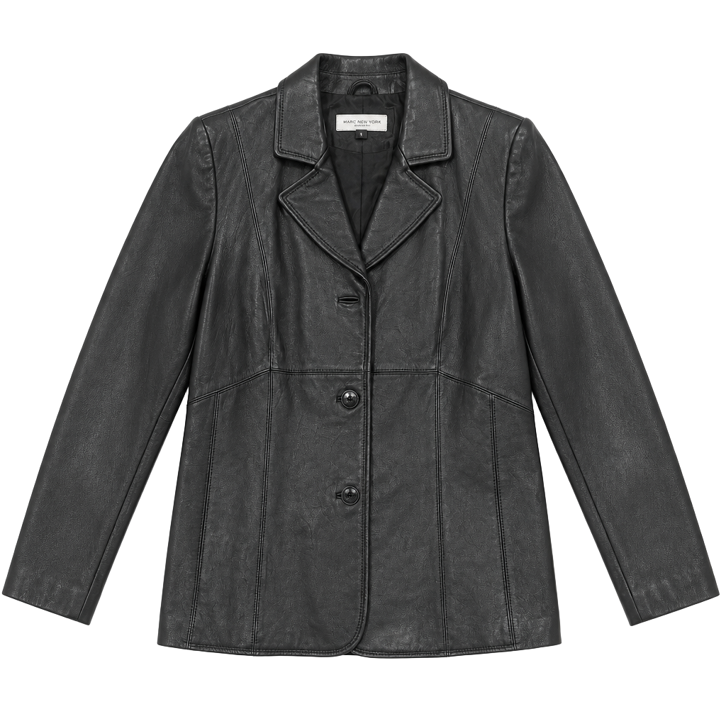 Wilsons Leather Black Genuine Leather Button Blazer Jacket 2X 1