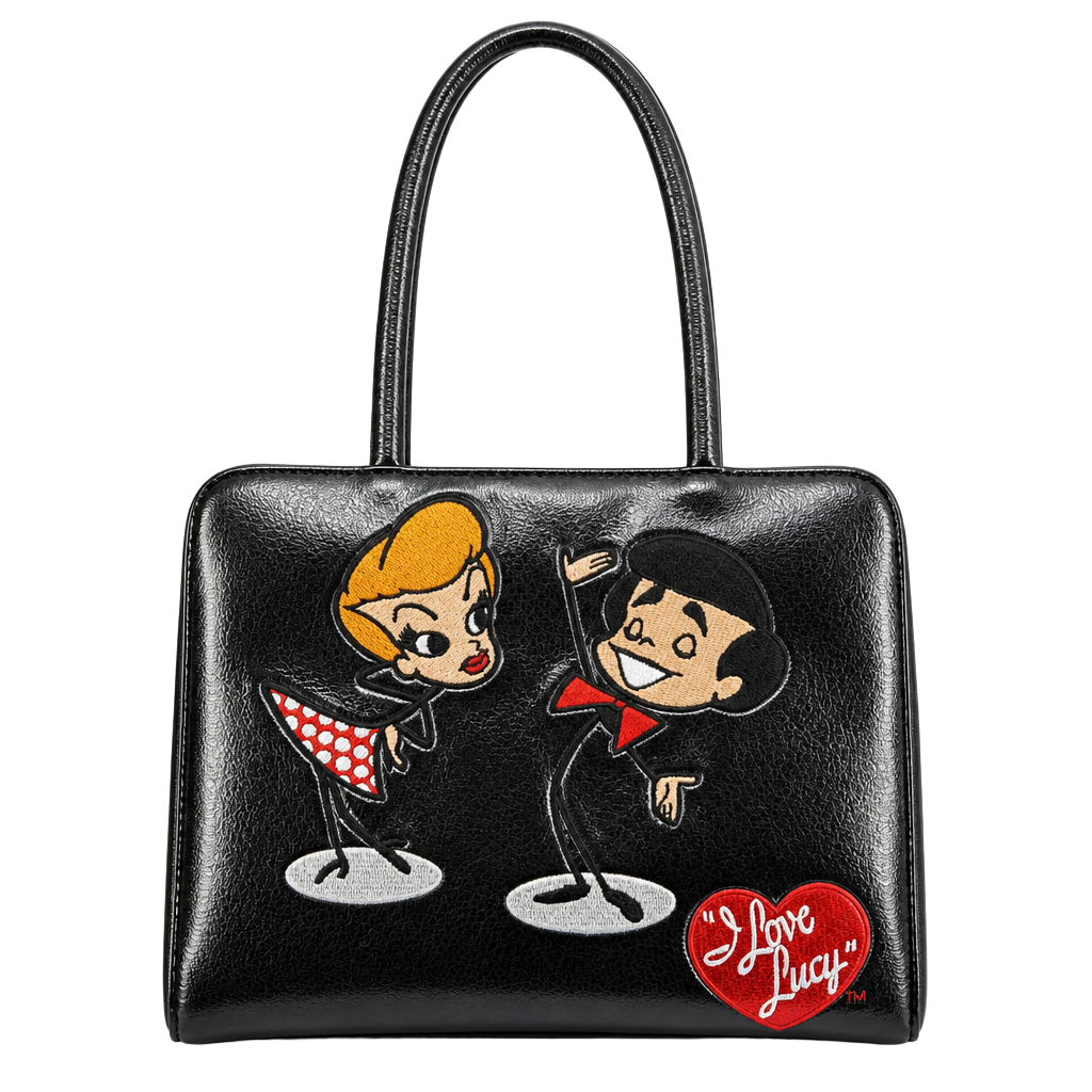 I Love Lucy Black Handbag With Embroidered Characters And Dust Bag 1