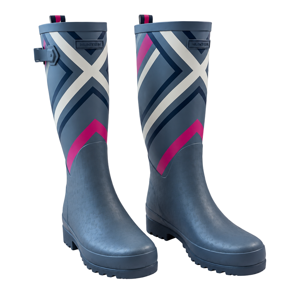 Vera Bradley Rain Boots Gray Pink Geometric Rubber Tall Size 7 1