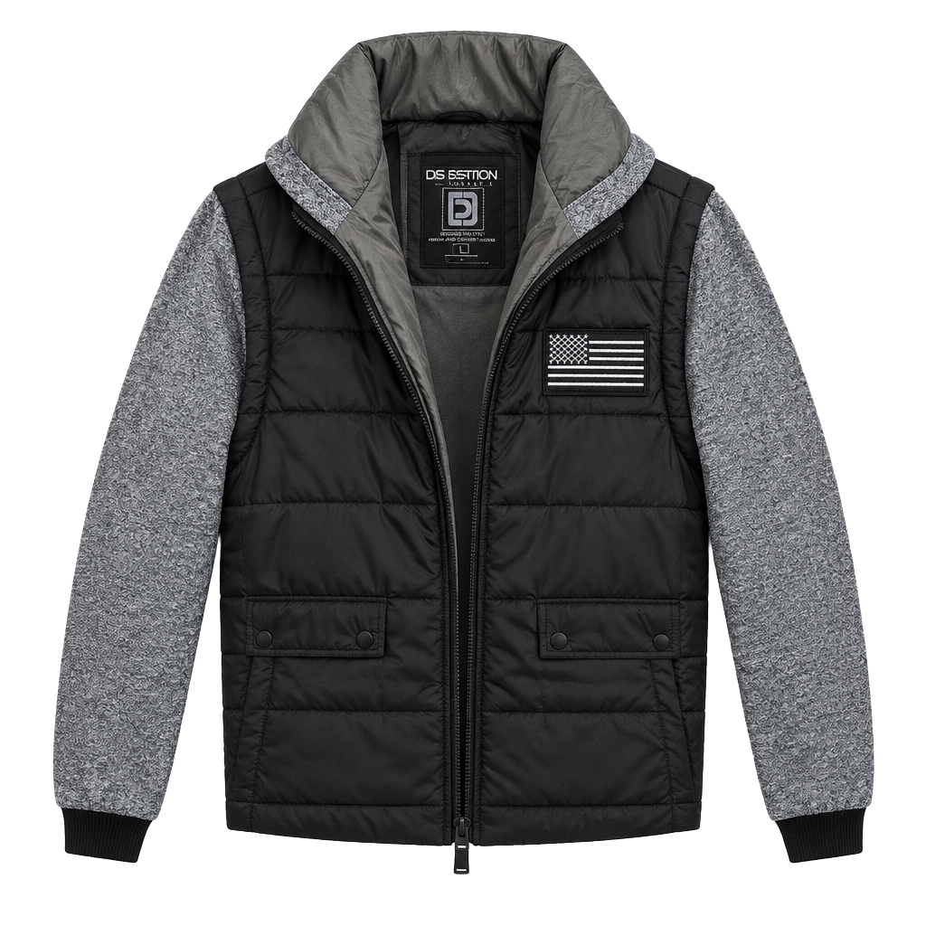 Distortion Jacket Size S Puffer Gray Black Full Zip 1