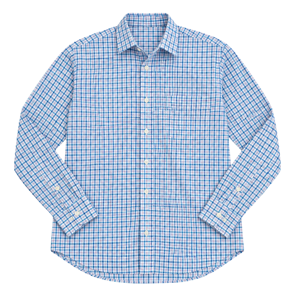 Peter Millar Button-Down Shirt Size Large Blue Plaid Long Sleeve 1
