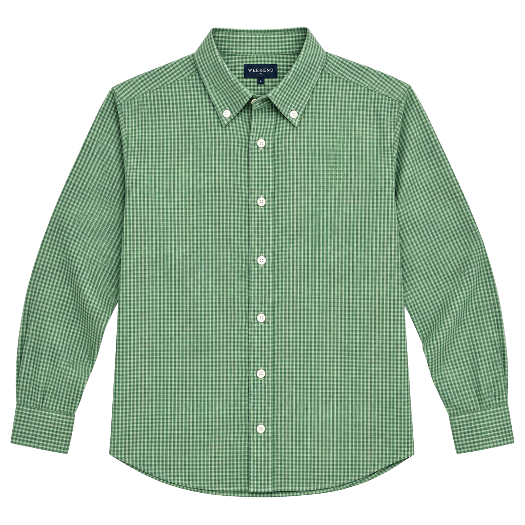 Lands' End No Iron Plaid Button Down Shirt 18-38 Big/Tall Green 1