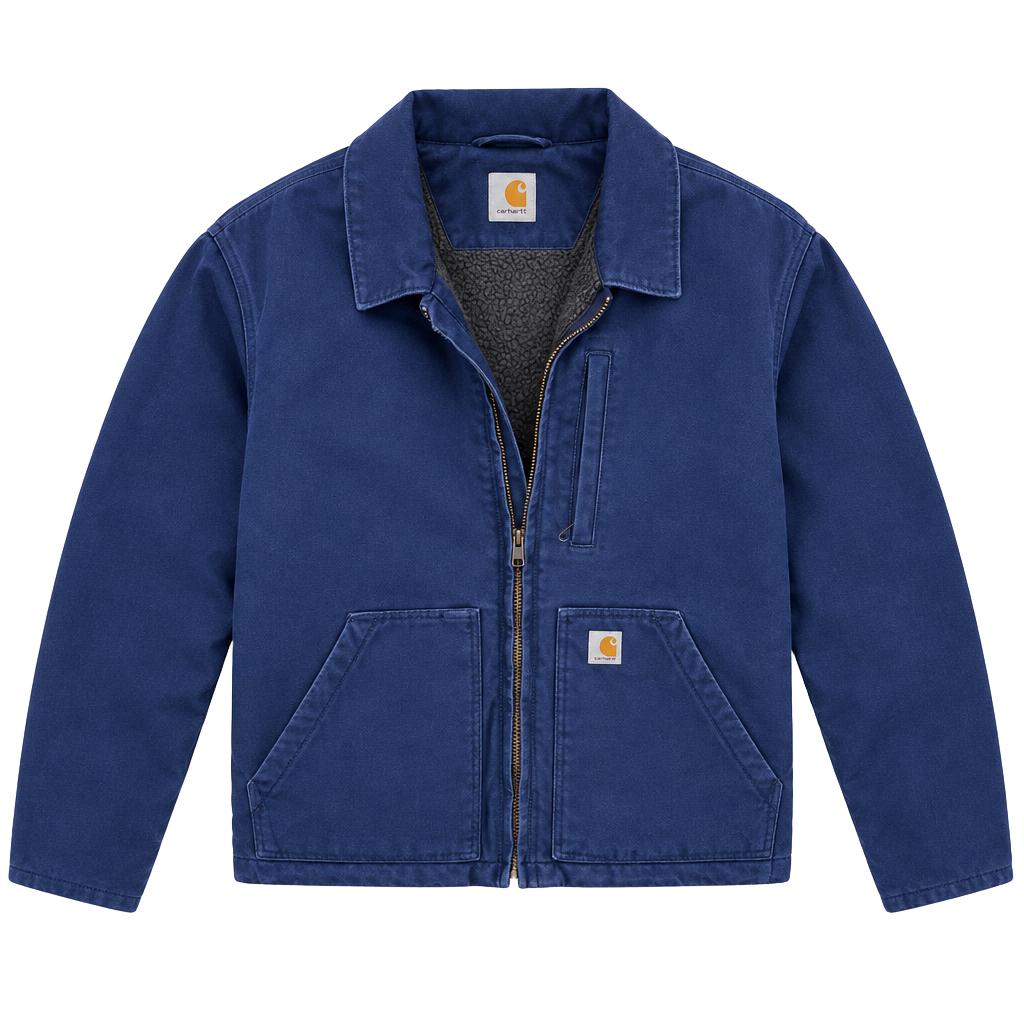 Carhartt Detroit Jacket Size M Blue Sherpa Lined Canvas Workwear 1