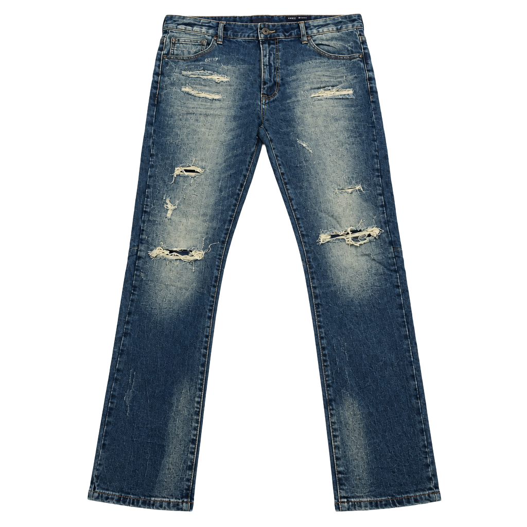 Smoke Rise Distressed Jeans Size 40x32 Blue Denim 1