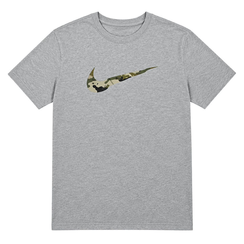 Nike Dri-Fit Camo Swoosh T-Shirt Size M Grey 1