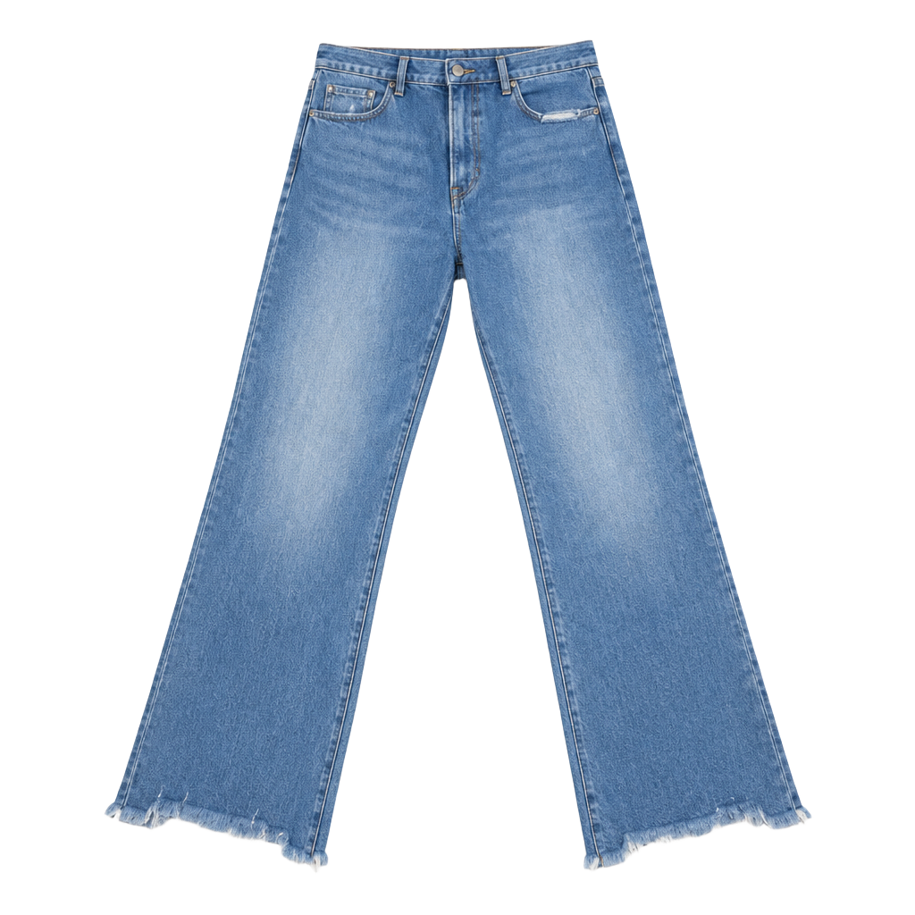 Risen Jeans FP-ROP5405 Flare 13x31 Light Wash Raw Hem Jeans 1