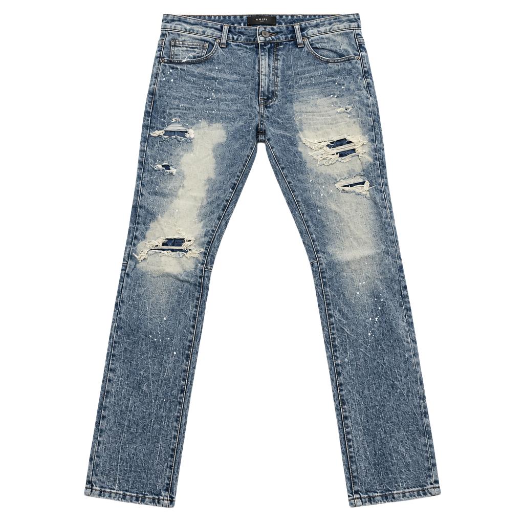 Smoke Rise Men's Rip Jean Size 40x32 Distressed Slim Tapered Blue Denim 1