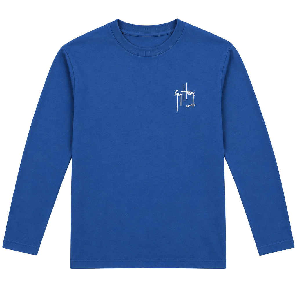 Guy Harvey Shark Pirate Long Sleeve T-Shirt Size XL Blue 1