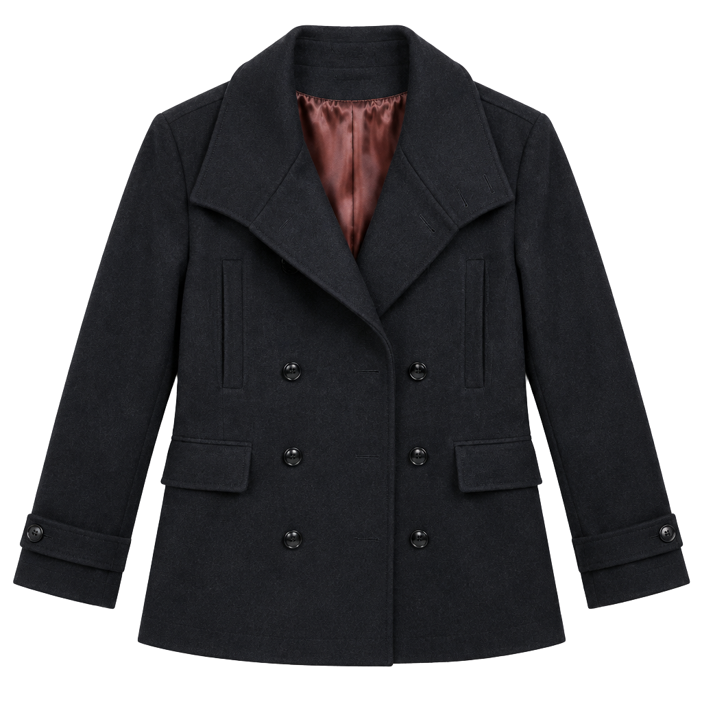 H&M Pea Coat Size 40 Black Wool Blend Double Breasted Jacket 1