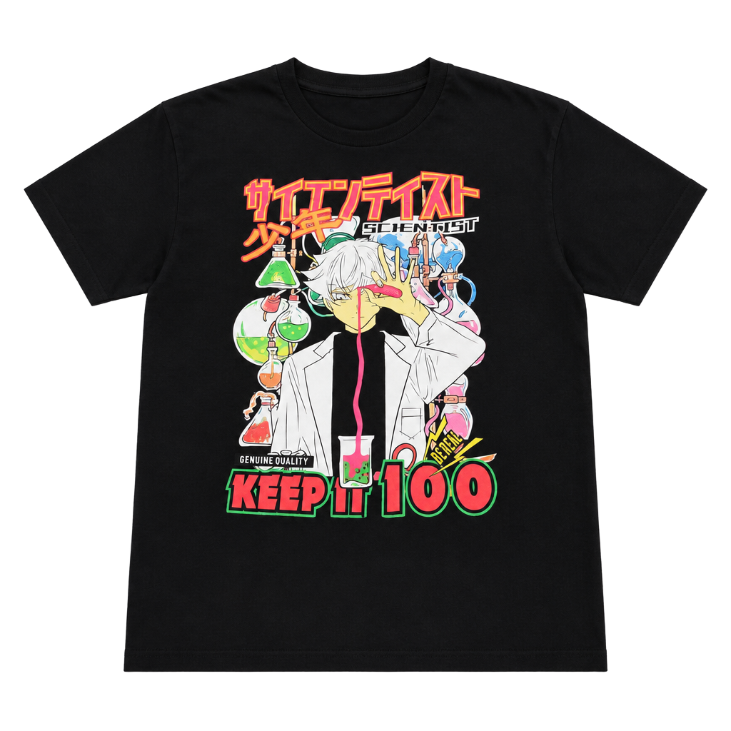 3Forty Inc. Anime Graphic T-Shirt Size M Black Keep It 100 1