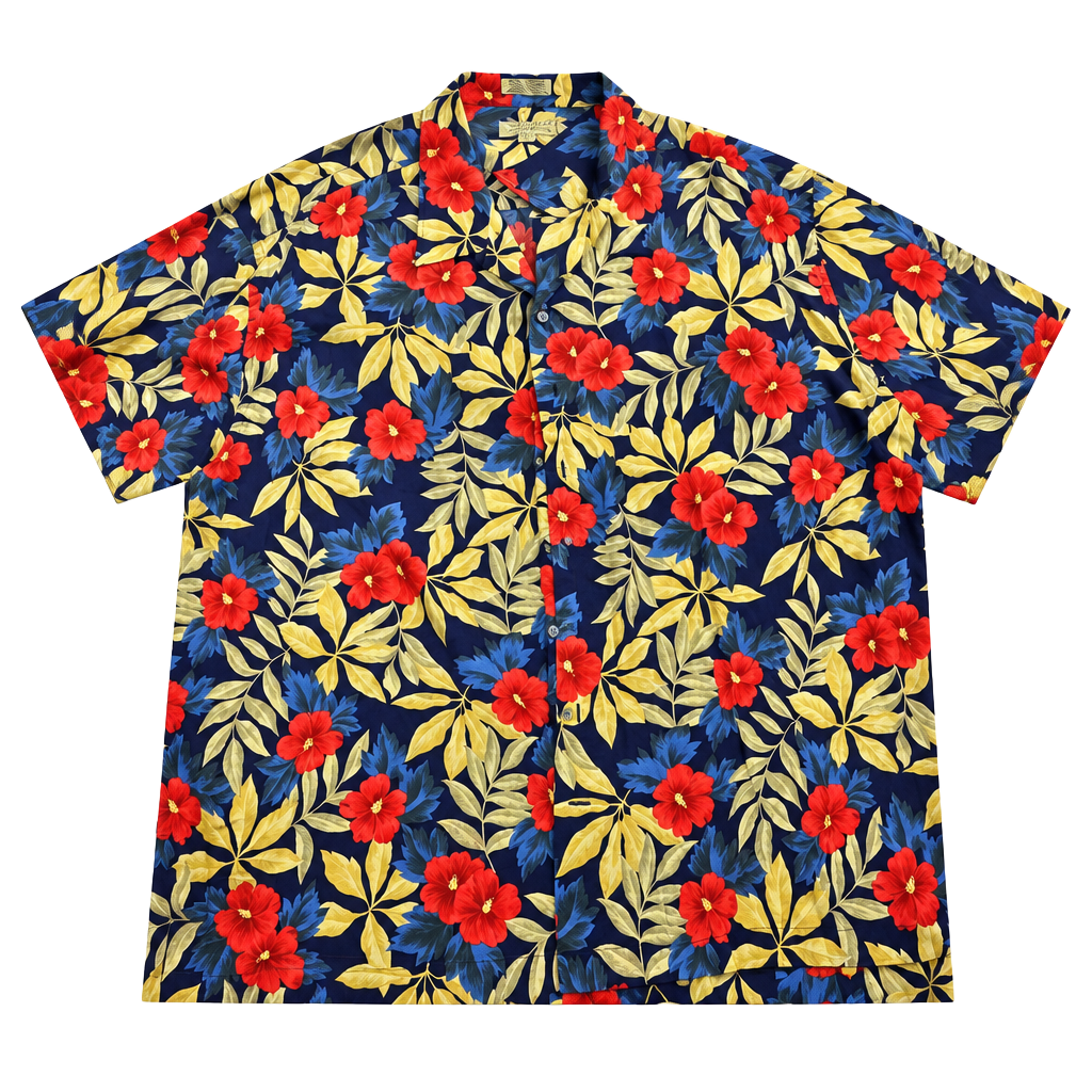 Cutter & Buck Floral Hawaiian Shirt Size 3XB Blue Red Yellow 1
