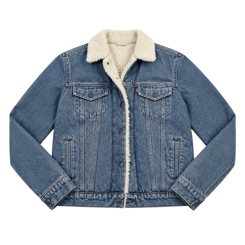 Levi's Trucker Jacket Size M Blue Sherpa Lined Denim Jean 1