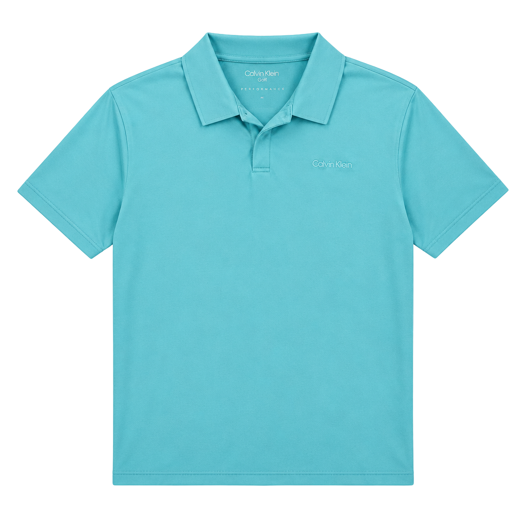 Calvin Klein Liquid Touch Polo Shirt Size L Turquoise Blue 1
