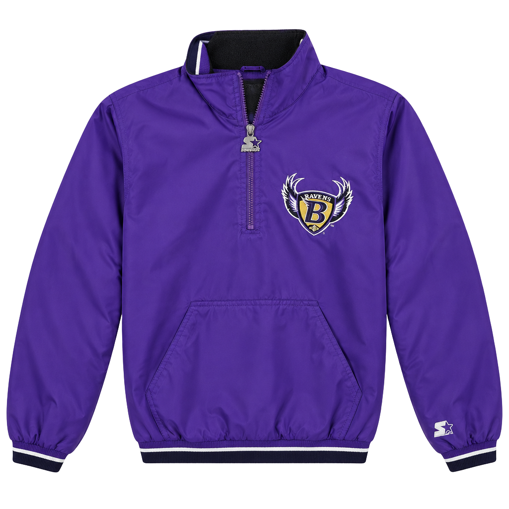 Starter Baltimore Ravens Half Zip Pullover Jacket Size M Vintage NFL 1
