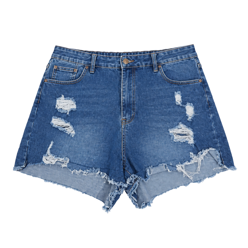 Rue21 High-Rise Shortie Denim Shorts Size 22 Distressed Blue 1