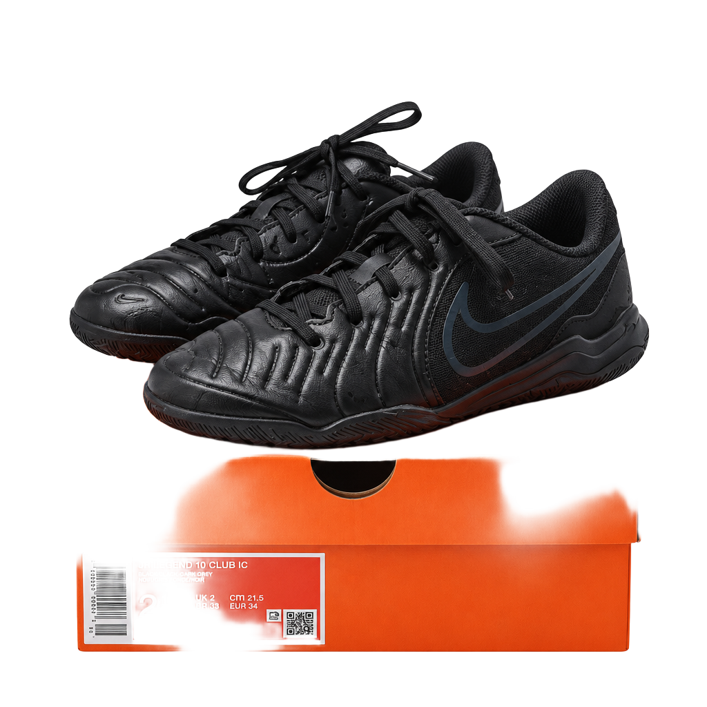Nike Jr Legend 10 Club IC Size 2.5Y Black Soccer Shoes 1