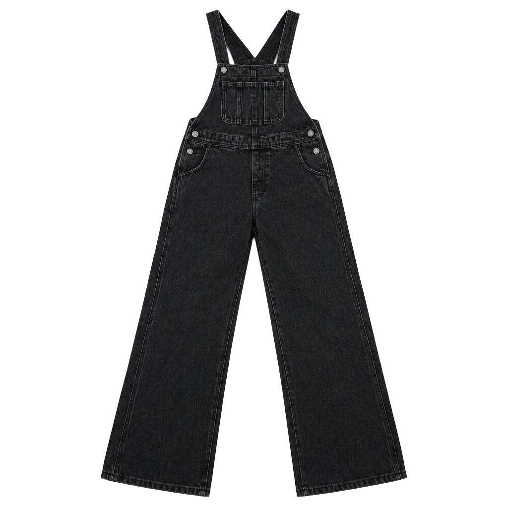Old Navy Denim Overalls Size L 10-12 Black Acid Wash 1
