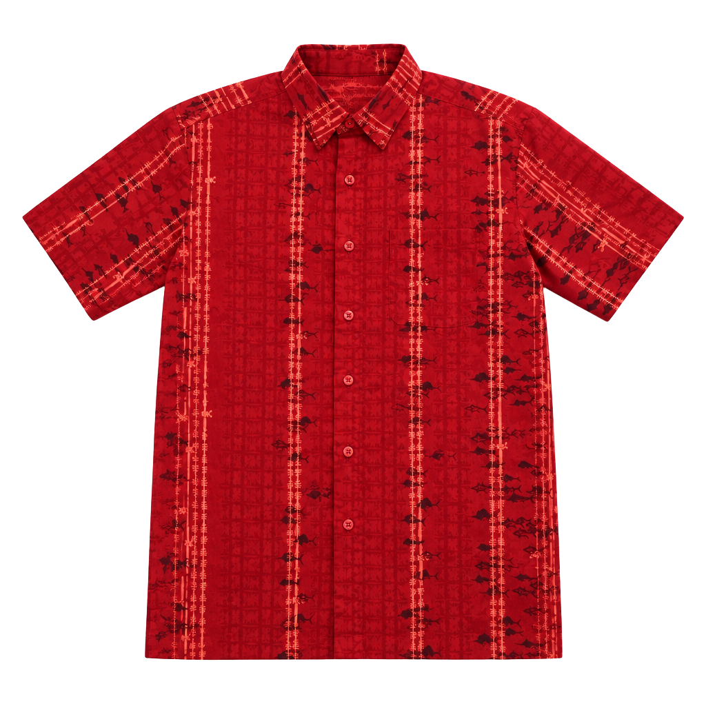 Columbia PFG Fishing Shirt Size S Red Short Sleeve Fish Print 1