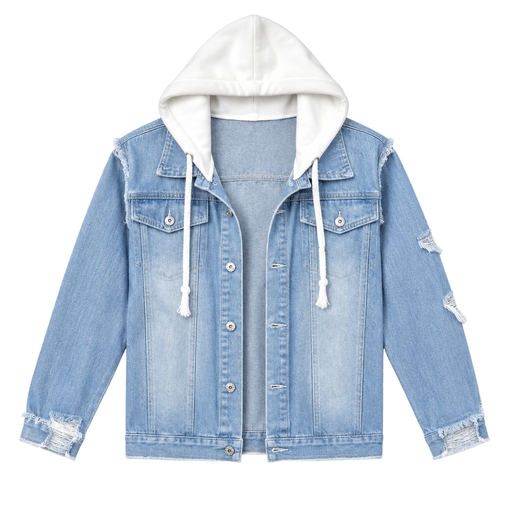 Anime Naruto Denim Hooded Jacket Size M Light Wash 1