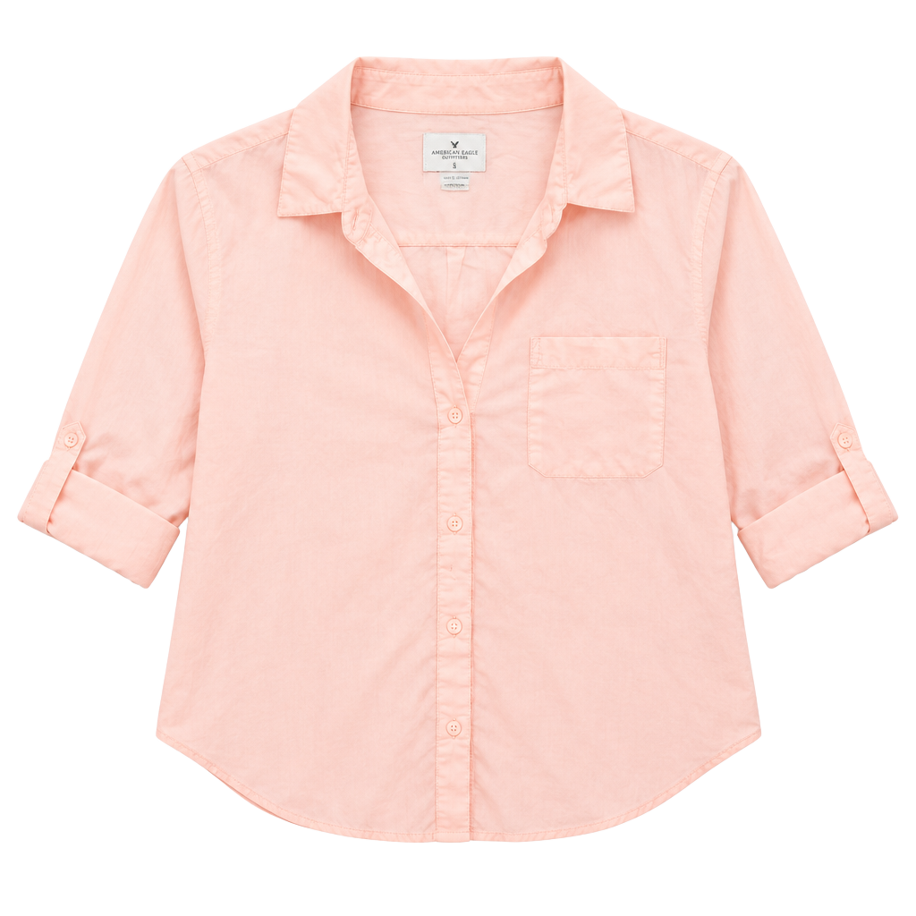 American Eagle Outfitters Button Down Shirt Size S/P Peach Lightweight 1