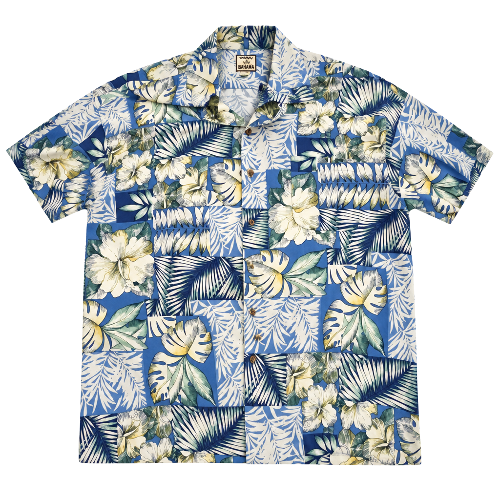 Tommy Bahama Silk Hawaiian Shirt XXL Blue Floral Leaves 1