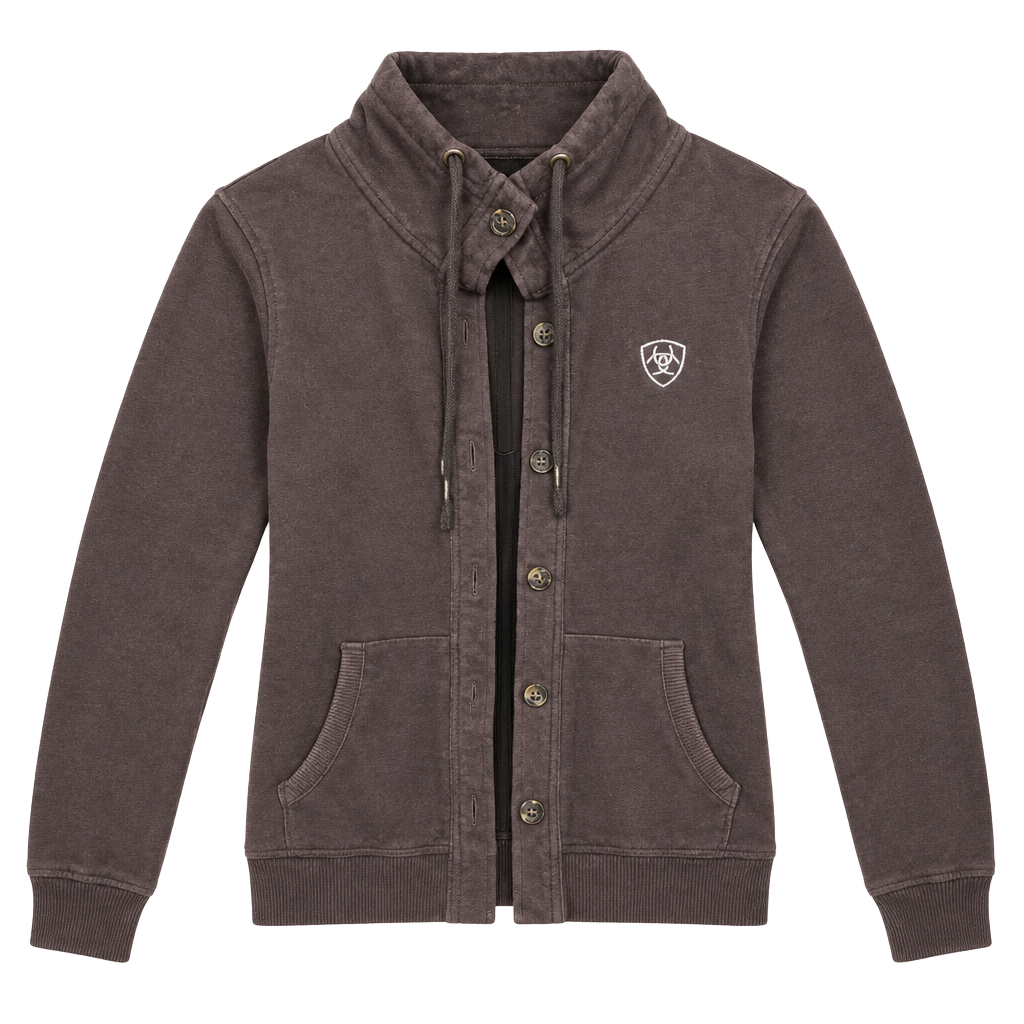 Ariat Hoodie Sweatshirt Size M Brown Full Zip Funnel Neck 1