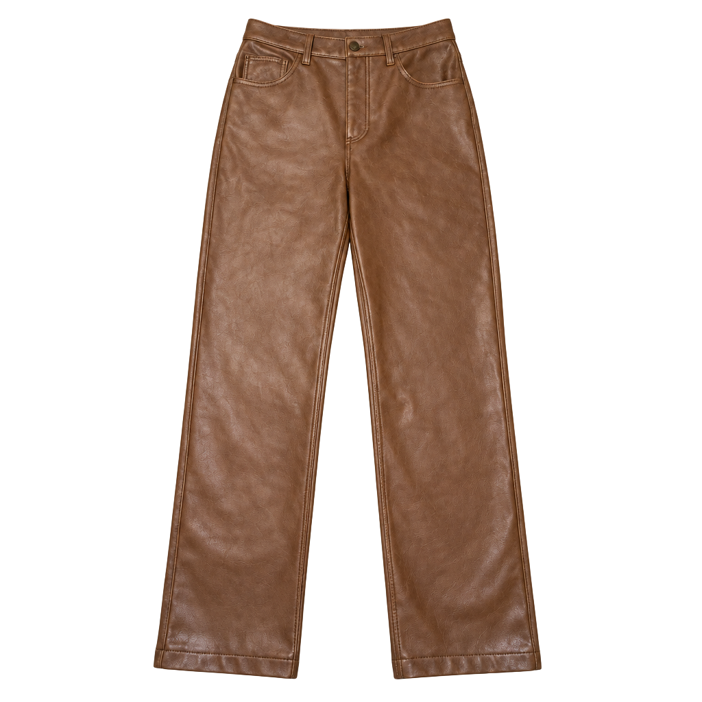 Abercrombie & Fitch Faux Leather Pants 27/4S Brown 90s Straight Ultra High Rise 1