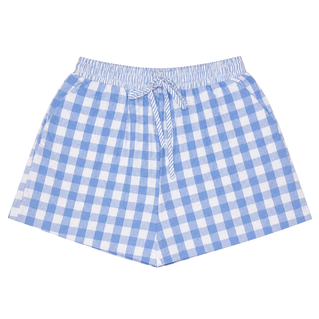 New In Rule Blue Gingham Lounge Shorts Size M Drawstring Summer 1