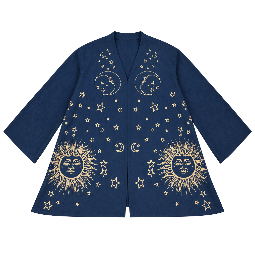 Celestial Sun Moon Sheer Kimono Whimsigoth Witchy Cardigan S 1