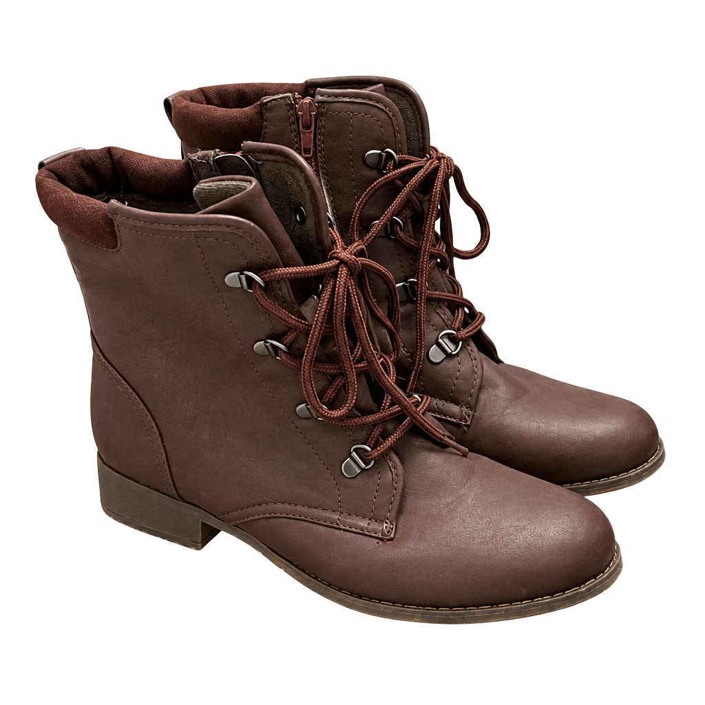 Soda Alzena Size 11M Burgundy Combat Boots 1