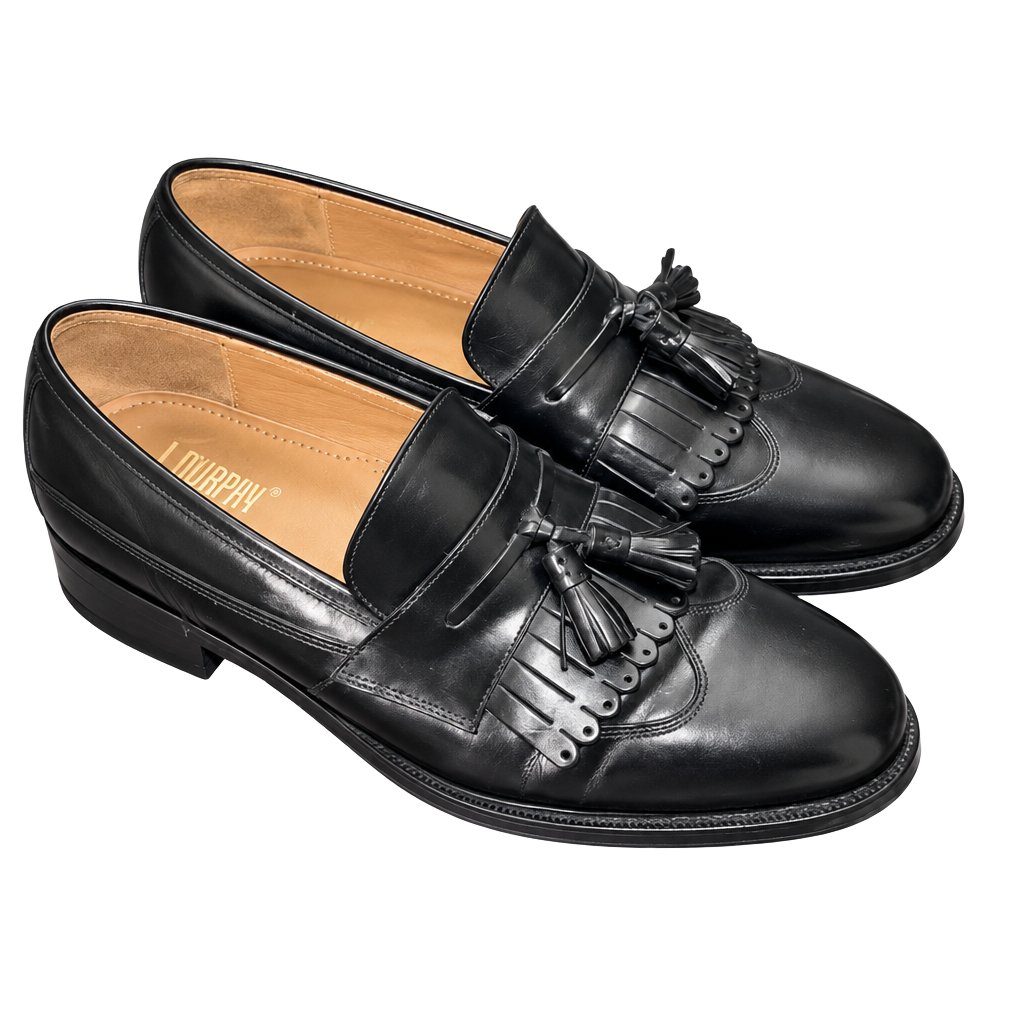 J. Murphy Kiltie Tassel Loafers Size 8.5M Black Leather 1
